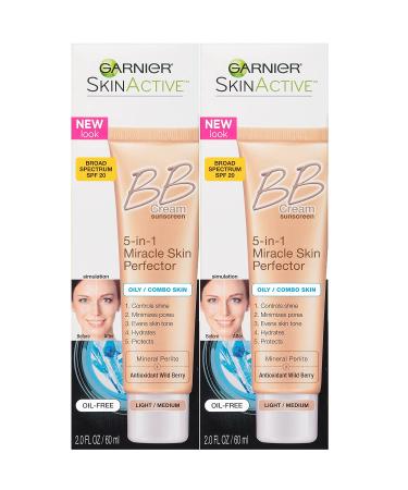 Garnier SkinActive BB Cream Oil-Free Face Moisturizer Light/Medium 2 Count 2 Fl Oz - Pack of 2 - Buy Online on SooperMarket.com