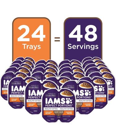 IAMS Perfect Portions Healthy Kitten Wet Cat Food Grain Free Cuts in Gravy - Chicken Flavour 75g Tray (24 Pack) Pet Food - Buy Online on SooperMarket.com