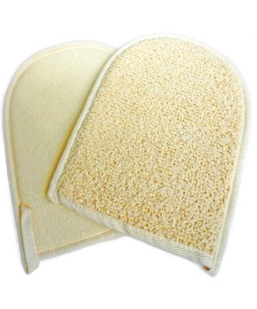 2 Pack(5.3 6.9 inches) Soft Terry Cloth Exfoliating Sisal Bath Spa Shower Scrubber Loofah Rub Glove Mitt Mitten - Great for Your Skin Care in the Bath - Anti-aging