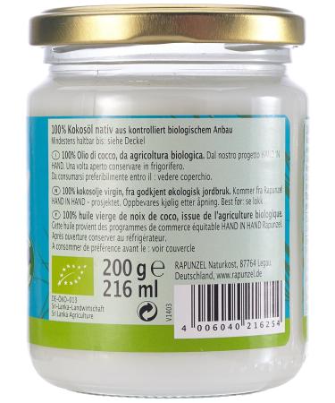 Buy Rapunzel Virgin Coconut Oil HIH - Organic 216 ml | International Shipping Available - Buy Online on SooperMarket.com