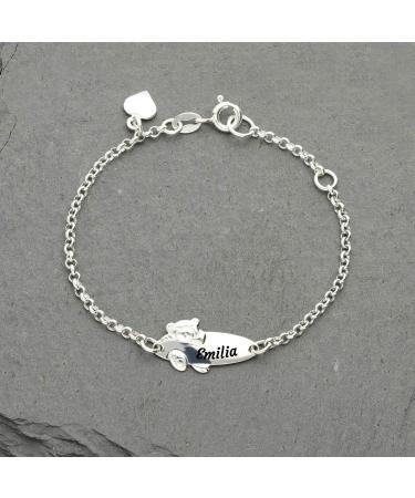 Baby Teddy Children's Bracelet - Engraved 925 Silver 14cm & 16cm - Perfect Gift for Birth & Baptism - Personalized Lucky Charm for Girls - Buy Online on SooperMarket.com