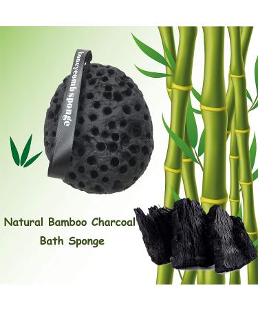 Black Bath Shower Loofah Sponge Set - Gentle Body Exfoliating Pouf for Men, Women, Kids - 3 Pack - Buy Online on SooperMarket.com