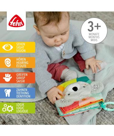 Fehn Baby Koala Fabric Book - Engaging Baby Toy with Squeak Rattles & Crinkle Paper | Soft Sensory Book for Babies 3+ Months - Buy Online on SooperMarket.com