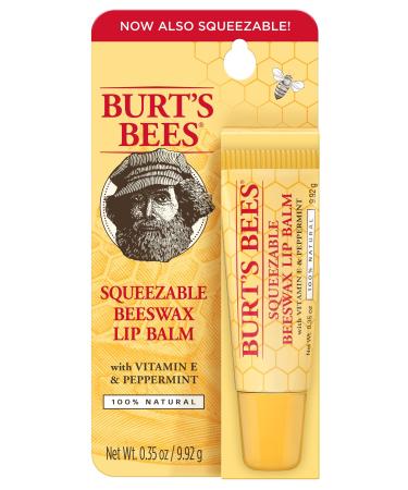 Burt's Bees 100% Natural Moisturizing Lip Balm Squeezable Tube  Original Beeswax with Vitamin E & Peppermint Oil - 6 Tubes