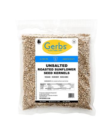 GERBS Unsalted Dry Roasted Sunflower Seed Kernels No Shell 2 lbs., Top 14 Allergy Free Foods, Healthy Superfood Snack, Non GMO, No Oils, No Preservatives, Resealable Bag, Gluten & Peanut Free, Vegan, Keto, Kosher Certified