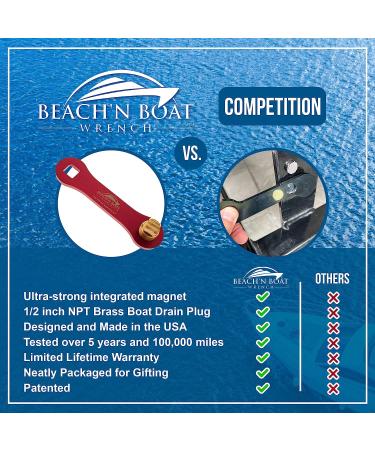 Elite Engineering USA BeachN Boat 1/2 NPT Drain Plug Wrench with Spare Brass Plug - Blue - Buy Online on SooperMarket.com