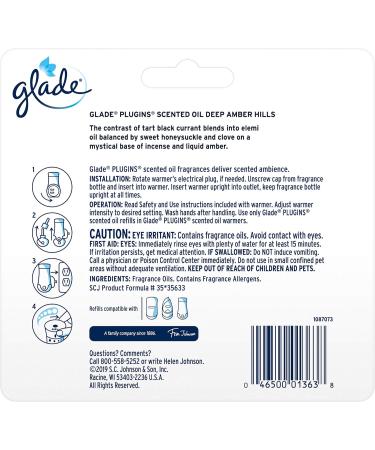 Glade PlugIns Scented Oil Air Freshener Refill | Deep Amber Hills Scent - 3 Count Oil Refills Per Package (0.67 Ounce Each) - One (1) Package (Total - 2.01 Fl. Oz.) - Buy Online on SooperMarket.com