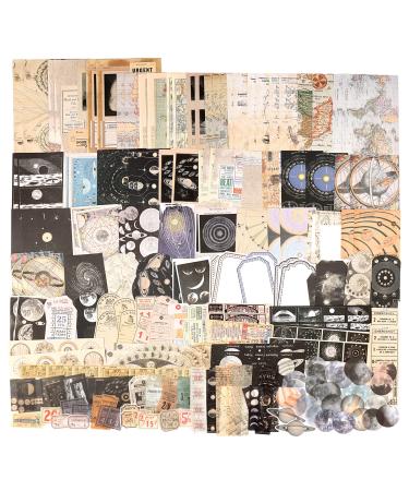 Draupnir 200pcs Vintage Junk Journal Supplies Scrapbook Supplies Scrapbooking Paper and Stickers Ephemera for Art Aesthetic Journaling Kit Collage(Celestial) Astrology