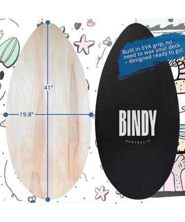 BINDY Australia 41 Kids Skimboard with Storage Bag - Durable Wooden Beach Board for Beginners - Lightweight Bodyboard with EVA Grip Pad - Buy Online on SooperMarket.com