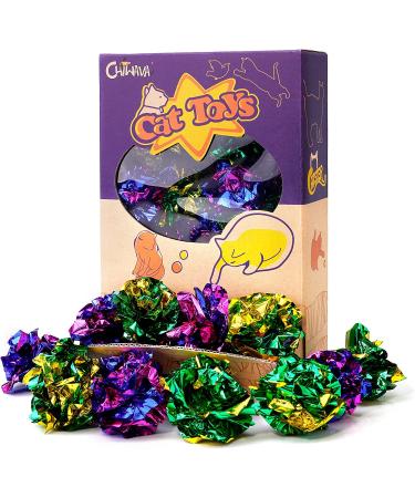 Chiwava 1.6'' Mylar Balls Cat Toy - 45PCS Assorted Color Lightweight Crinkle Ball for Kittens - Buy Online on SooperMarket.com