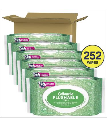 Cottonelle GentlePlus Flushable Wet Wipes with Aloe & Vitamin E - 252 Total Wipes, 6 Packs Adult Wet Wipes - Buy Online on SooperMarket.com