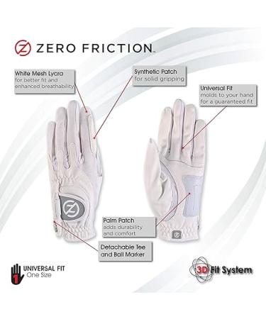 Zero Friction Ladies Compression-Fit Synthetic Golf Glove 2 Pack Includes free tee pack Universal-Fit - White-Blue - Buy Online on SooperMarket.com