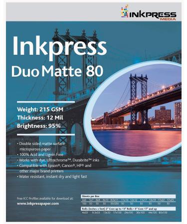 INKPRESS MEDIA 215 GSM,12 Mil,5x7", 95 Percent Bright, Double Sided Photo Paper (#PP805750)