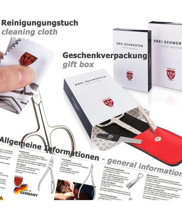 Buy Three Swords Genova 6-Piece Manicure Set | Premium Nail Care Kit in White Synthetic Leather Case | Scissors Clippers Tweezers & Glass Files - Buy Online on SooperMarket.com