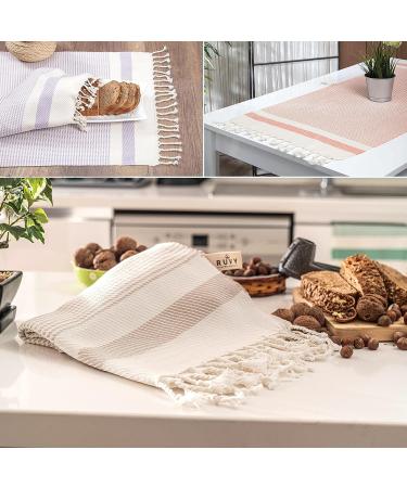 Ruvy Home Basics Turkish Hand Towels Set of 2 - 18x40 Cotton Bathroom & Kitchen Towels - Beige Modern | Perfect for Bathroom, Kitchen, Yoga, Gym - 2 Pack - Buy Online on SooperMarket.com