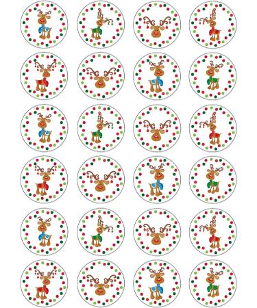 Reindeer Christmas style 24 pre-cut edible party decorations Wafer Paper Cupcake Topper Cake - Buy Online on SooperMarket.com