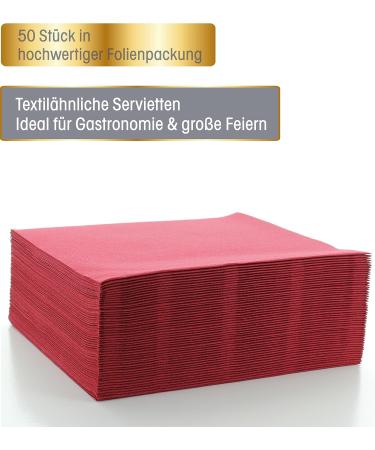Premium Bordeaux Red Guest Napkins for Weddings & Celebrations | Prime Guest Airlaid - 50 Pack 40x40 cm Fabric-Like Quality - Buy Online on SooperMarket.com