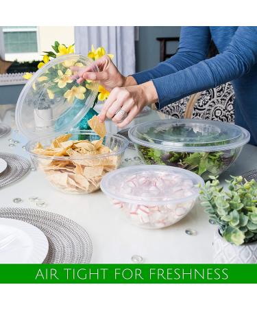 PLASTICPRO 96 OUNCE Disposable Round Serving Bowls with Lids - Clear Chip, Snack, Candy, Salad Bowl - Party Essentials - Buy Online on SooperMarket.com