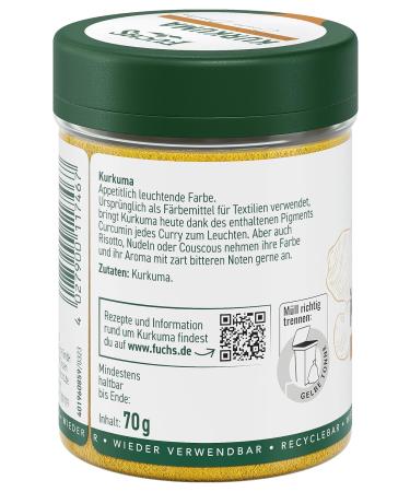 Fuchs Ground Turmeric - 70g Natural Spice for Curries Pasta & Couscous - Eco-Friendly Reusable Can - Buy Online on SooperMarket.com