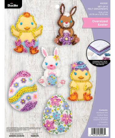 Bucilla Egg  Felt Applique Ornament Kit  Oversized Easter  Set of 6  Easter Egg (89293E)