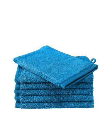 De Witte Lietaer Contessa Luxe Set of 6 Wash Mitts Cotton Lagoon Blue 16 x 22 cm 16x22 Lagoon Blue