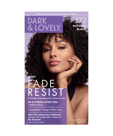 SoftSheen-Carson Dark and Lovely Fade Resist Rich Conditioning Hair Color Permanent Hair Color Up To 100 percent Gray Coverage Brilliant Shine with Argan Oil and Vitamin E Natural Black Natural Black 372 1 Count (Pac...