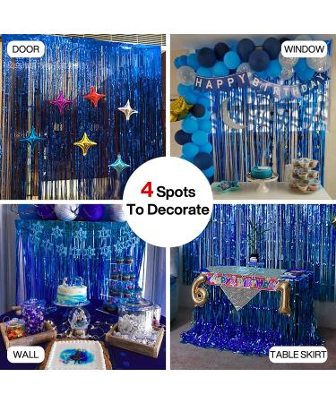 PartyWoo 2 pcs Royal Blue Foil Fringe Curtains for Birthday Wedding Party Decorations - Buy Online on SooperMarket.com