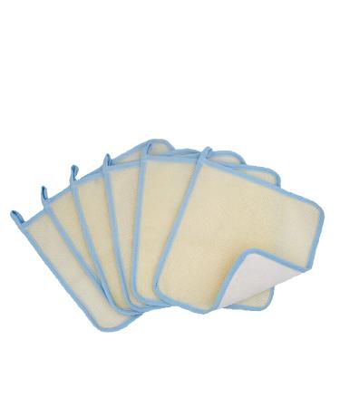 Bleu Bath (6 Pack) Dual-Sided Exfoliating Skin Towel Natural Terry Body Cloth Scrubber Premium Sturdy Loofah Towel Soft and Buffing Wash Cloth White for Either Oil or Dry Skin Cosy Blue 6.0