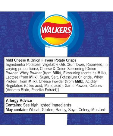 Walkers Less Salt Mild Cheese & Onion 6pk - Buy Online on SooperMarket.com