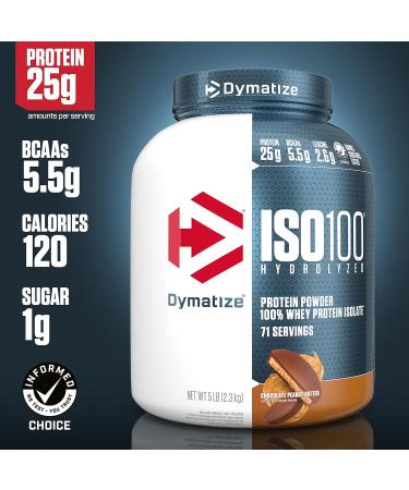 Dymatize ISO100 Hydrolyzed Protein Powder 100% Whey Isolate Protein 25g of Protein 5.5g BCAAs & Elite Casein - Chocolate 4lb - Buy Online on SooperMarket.com