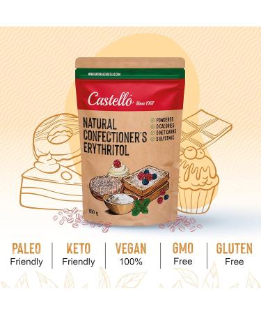 Natural Erythritol Powdered Sugar | 0 Calories Keto & Paleo | 850g - Castello Since 1907 - Natural Sugar Substitute - Buy Online on SooperMarket.com