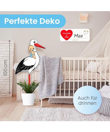 Gl cksgut Rattierorch Baby Blue 5-Part Set | Birth Stork with Wooden Stick Name Tag Greeting Card & Pen | Perfect Birth Gift for Baby Boy - Buy Online on SooperMarket.com