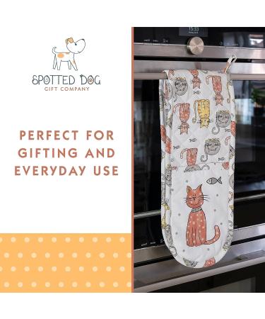 Cotton Kitchen Towel, Adjustable Bib Apron, Heat Resistant Double Oven Mitt - Cat Lovers Kitchen Gift Set of 3 - Machine Washable - Happy Cats Multicolor - Buy Online on SooperMarket.com