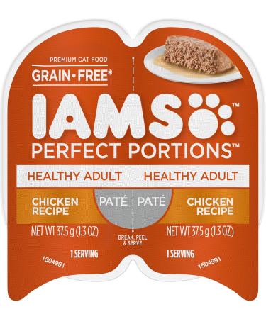 IAMS Perfect PORTIONS Healthy Adult Wet Cat Food Cuts in Gravy - Chicken Flavour 75g Tray Orange & Perfect PORTIONS Healthy Adult Grain Free* Wet Cat Food Pate 2.6 oz. Easy Peel Twin-Pack Trays Cat Food + Cat Food 2.6 oz - Buy Online on SooperMarket.com