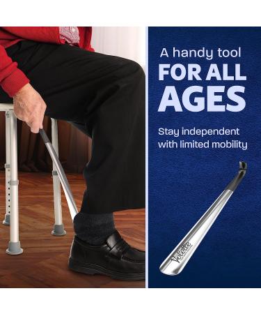 Velette Metal Shoe Horn - Long Shoehorn Helper for Seniors, Men, Women, and Kids - Ideal for Boots and Shoes - Buy Online on SooperMarket.com