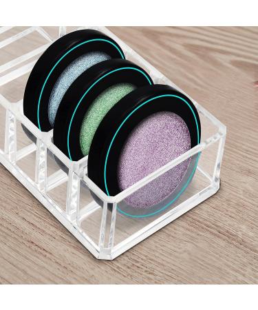 Kurtzy Transparent Acrylic Eyeshadow Makeup Organizer - 2-Piece Set with 8 Compartments for Makeup Storage & Desk Organization (21.5 x 8.5cm) - Buy Online on SooperMarket.com