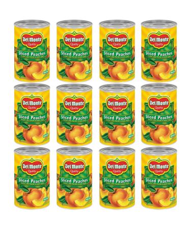 Del Monte MONTE Yellow Cling Sliced Peaches in Heavy Syrup, Canned Fruit, 12 Pack, 15.25 oz Can 51085