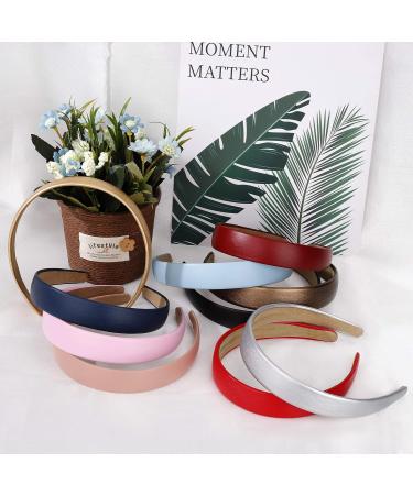 10 Pcs Vintage Non-Slip PU Leather Headband Set for Women & Girls - Multicolor Wide Hairbands | International Shipping Available - Buy Online on SooperMarket.com