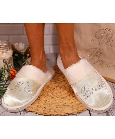 Varsany Clear Diamante Rhinestone Spa Slippers for Bride, Hen Party, Wedding - Hotel Honeymoon Slippers - Buy Online on SooperMarket.com