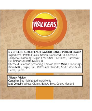 Walkers Oven Baked Cheese & Jalapeno Crisps 6 x 22g - Deliciously Spicy Snack Pack - Buy Online on SooperMarket.com