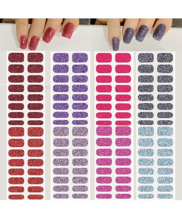 8 Sheets 128 Pieces Full Cover Color Strips Nail Art Stickers Solid Sticker Nails Street Real Nail Polish Strips Self-Adhesive Solid Nail Art Decal Strips Sticker Nails for Women