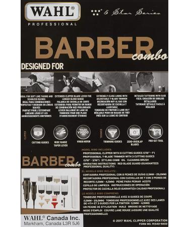 Wahl Professional 5-Star Barber Combo #56272 - 5-Star Legend Clipper and Hero T-Blade Trimmer Powerful V9000 Motor Clipper and Rotary Motor Barber Trimmer - Buy Online on SooperMarket.com