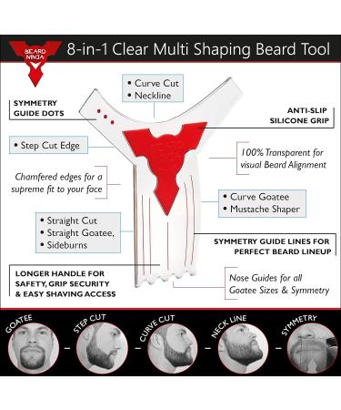 BEARD NINJA Beard Shaping Tool - Lineup & Edging Template for Goatee, Mustache, Neckline - Red - Buy Online on SooperMarket.com