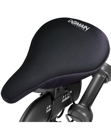 Domain Cycling Gel Bike Seat Cushion- Secure Peloton Fit for Smooth Stable Rides- Non-Slip Bicycle Seat Cushion for Exercise Bikes, Padded Bike Cushion Seat Cover for Men or Women Comfort, 10.5x7 Black