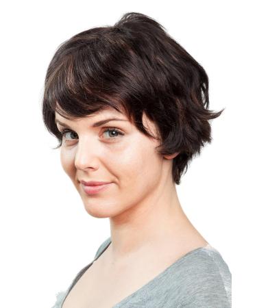 Short Human Hair Wig with Side Parting | Dark Brown with Red Highlights - DW411HH-2H130 | Shop Now! - Buy Online on SooperMarket.com