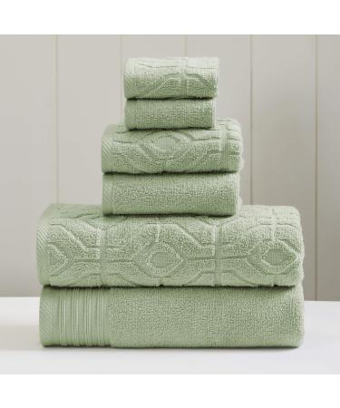 Amrapur Overseas 6-Piece Yarn Dyed Diamond Gate Jacquard Towel Set Seafoam Seafoam Standard