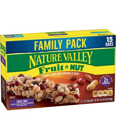 Nature Valley Granola Bars, Fruit and Nut, Chewy Trail Mix Granola Bars, 18 oz, 15 ct 15 Count (Pack of 1)