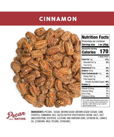 Cinnamon Flavored Roasted Pecan Halves - 16oz | Natural, Antioxidant-Rich, Non-GMO Snack - Buy Online on SooperMarket.com