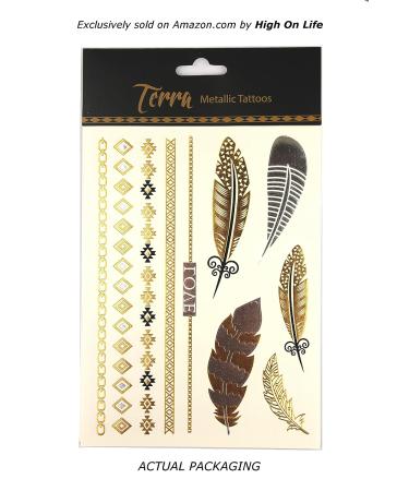 Gold Turquoise Metallic Temporary Tattoos - 75+ Boho Designs - Waterproof & Long Lasting - Perfect for Beach & Festivals - Buy Online on SooperMarket.com