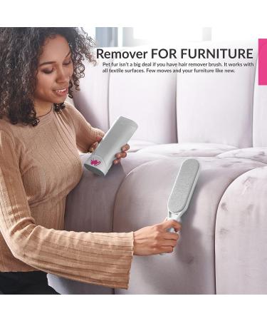 Pet Hair Remover - Double-Sided Brush for Couch Furniture Clothing Car Seat & Carpet - Self-Cleaning Fur Lint Brush for Dog & Cat Hair - New Grey - Buy Online on SooperMarket.com